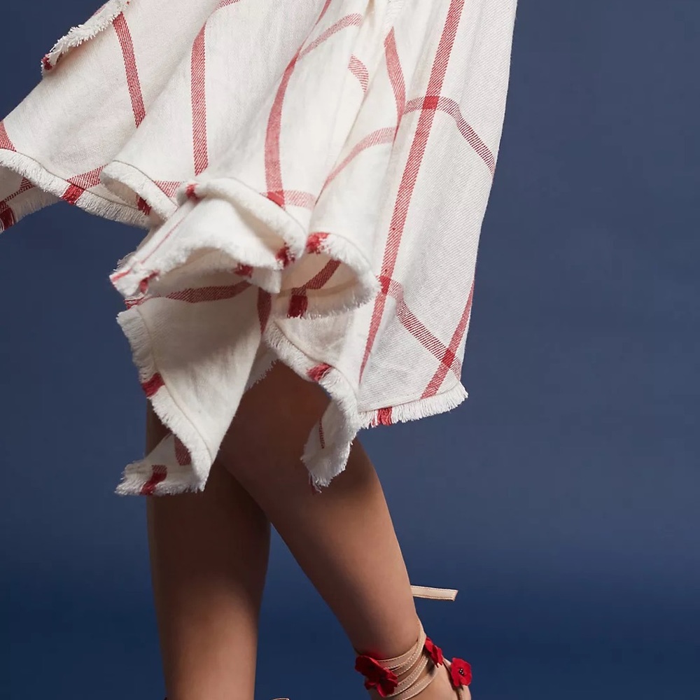 Anthropologie Acler Plaid Linen Dress, size Small, Cream and Red - Picture 2 of 6